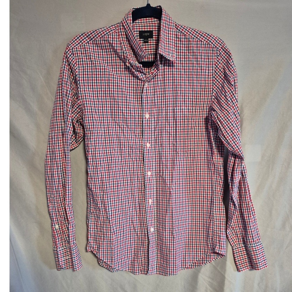 J. Crew Mens Small Gingham Checkered Button Down Long Sleeve Casual Shirt